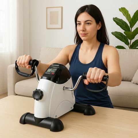 Kompaktowy rower treningowy rotor do ćwiczen rowerek rehabilitacyjny 2w1 biały