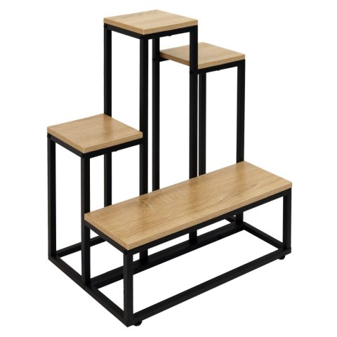 Kwietnik stojący metalowy piętrowy stojak na 6 kwiatów regał dąb antyczny