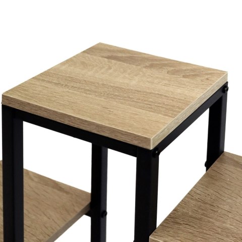 Kwietnik stojący metalowy piętrowy stojak na 6 kwiatów regał dąb antyczny