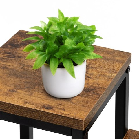 Kwietnik stojący metalowy piętrowy stojak na 6 kwiatów regał dąb rustykalny