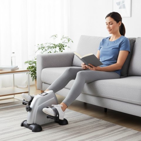 Kompaktowy rower treningowy rotor do ćwiczen rowerek rehabilitacyjny 2w1 srebrny