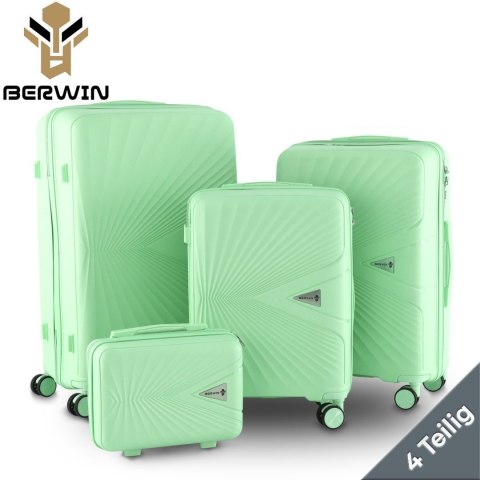 Walizka twarda 60L na 4 kółkach lekka zamek TSA teleskopowy uchwyt zielona