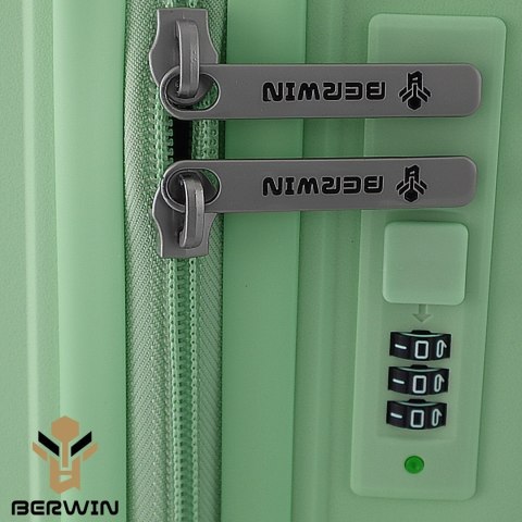 Walizka twarda 60L na 4 kółkach lekka zamek TSA teleskopowy uchwyt zielona