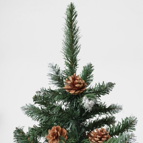 Choinka sztuczna na pniu 180 cm sosna diamentowa z szyszkami ośnieżona