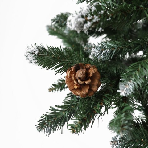 Choinka sztuczna na pniu 180 cm sosna diamentowa z szyszkami ośnieżona