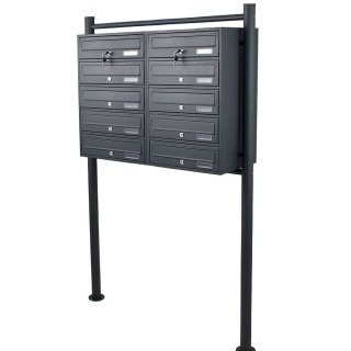 Skrzynka Pocztowa Lokatorska 2x5 Wrzutni Grafitowa Stal nierdzewna na listy