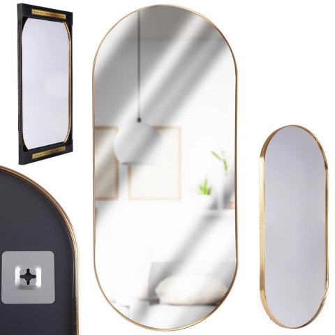 Lustro Ścienne Owalne Złota Rama 72 x 32 cm Pionowo Poziomo VILDE