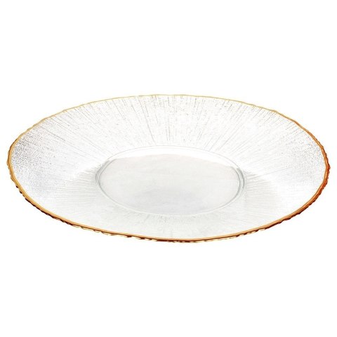 Talerz Obiadowy Płytki Szkło Złoty VILDE 28 cm Kryształowy Wzór