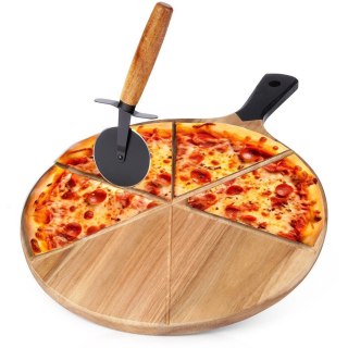 Zestaw Deska do Pizzy Drewniana Okrągła z Nożem EXCELLENT HOUSEWARE 30 cm