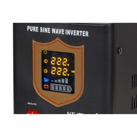 Zasilacz awaryjny KEMOT PROsinus-1000 przetwornica z czystym przebiegiem sinusoidalnym i funkcją ładowania 12V 230V 1000VA/700