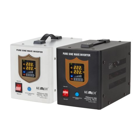 Zasilacz awaryjny KEMOT PROsinus-500 przetwornica z czystym przebiegiem sinusoidalnym i funkcją ładowania 12V 230V 500VA/300W