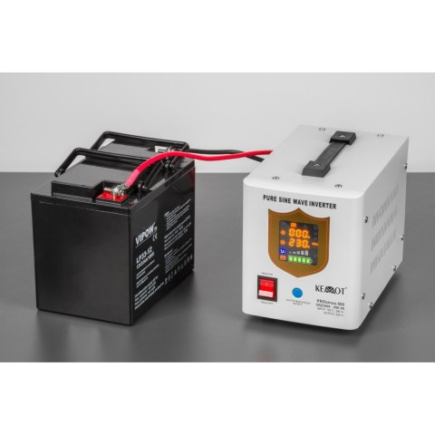 Zasilacz awaryjny KEMOT PROsinus-500 przetwornica z czystym przebiegiem sinusoidalnym i funkcją ładowania 12V 230V 500VA/300W