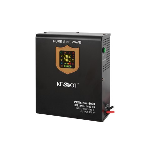 Zasilacz awaryjny naścienny KEMOT PROsinus-1000 przetwornica z czystym przebiegiem sinusoidalnym i funkcją ładowania 12V 230V 