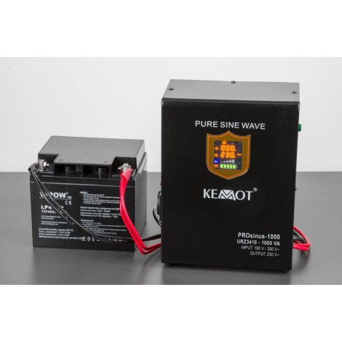 Zasilacz awaryjny naścienny KEMOT PROsinus-1000 przetwornica z czystym przebiegiem sinusoidalnym i funkcją ładowania 12V 230V 