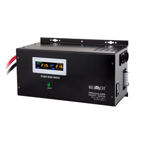Zasilacz awaryjny naścienny KEMOT PROsinus-2200 przetwornica z czystym przebiegiem sinusoidalnym i funkcją ładowania 12V 230V 