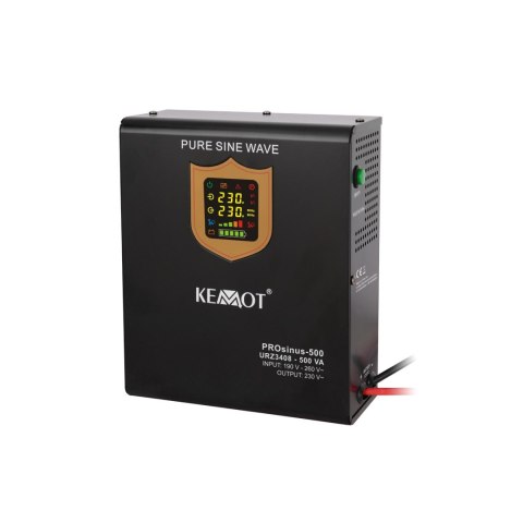 Zasilacz awaryjny naścienny KEMOT PROsinus-500 przetwornica z czystym przebiegiem sinusoidalnym i funkcją ładowania 12V 230V 5
