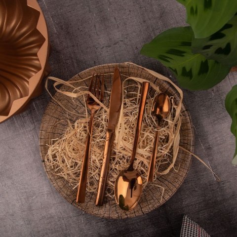 Zestaw Sztućców 24 el. ORION Miedziany Stal Nierdzewna Luksusowy