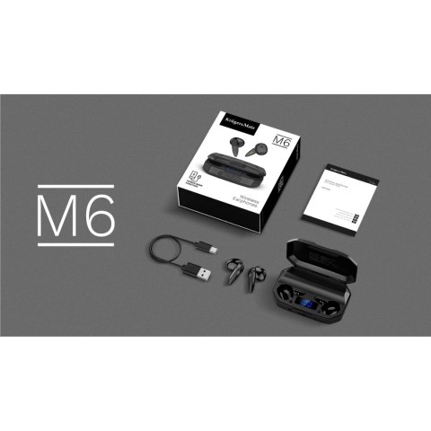 Bezprzewodowe słuchawki douszne z power bankiem Kruger&Matz M6 - kolor czarny