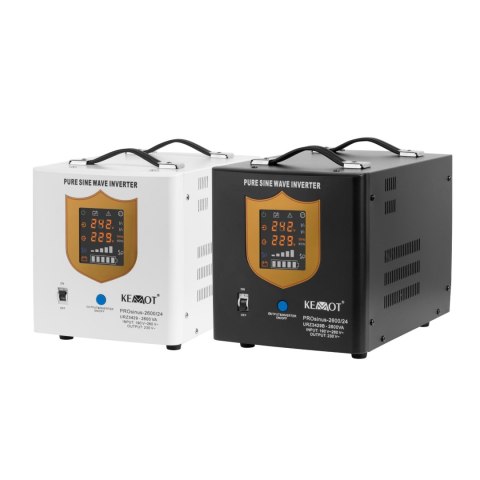 Zasilacz awaryjny KEMOT PROsinus-2600/24 przetwornica z czystym przebiegiem sinusoidalnym i funkcją ładowania 24V 230V 2600VA/