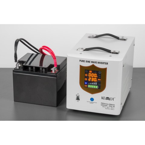Zasilacz awaryjny KEMOT PROsinus-2600/24 przetwornica z czystym przebiegiem sinusoidalnym i funkcją ładowania 24V 230V 2600VA/