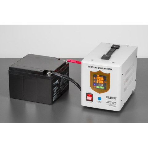 Zasilacz awaryjny KEMOT PROsinus-800 przetwornica z czystym przebiegiem sinusoidalnym i funkcją ładowania 12V 230V 800VA/500W