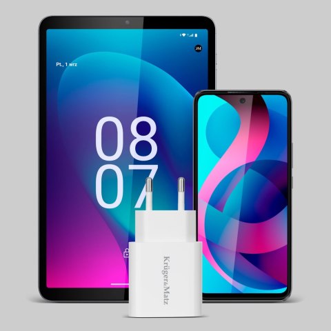 Ładowarka sieciowa Kruger&Matz GaN dual USB z funkcją Power Delivery i Quick Charge