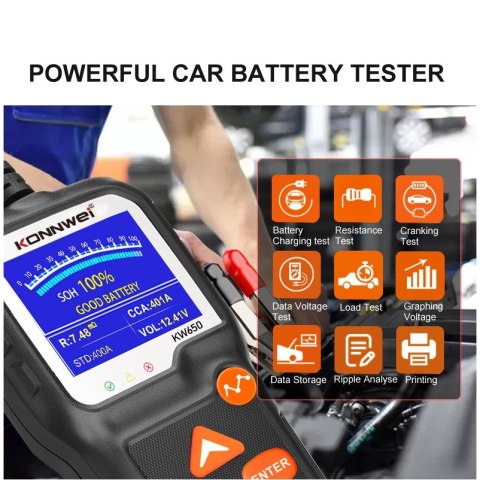 Miernik baterii Konnwei KW650