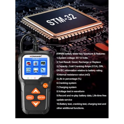 Miernik baterii Konnwei KW650