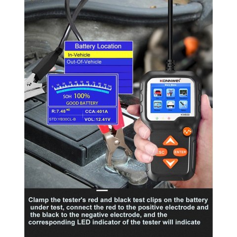 Miernik baterii Konnwei KW650