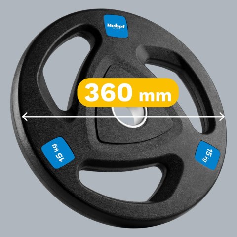 Obciążenie żeliwne olimpijskie gumowane zestaw 2x15kg, otwór 51mm , REBEL ACTIVE