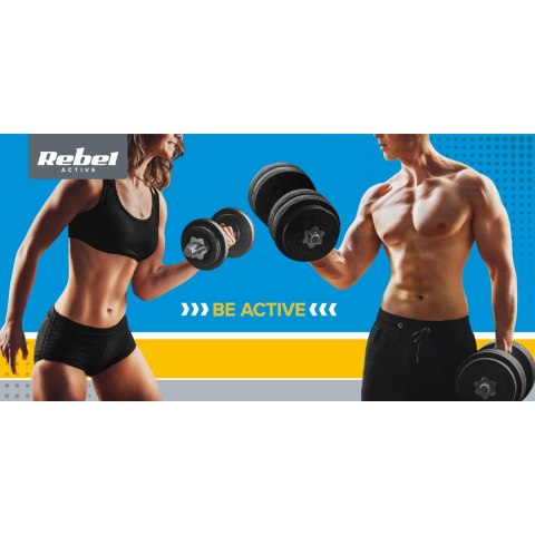 Obciążenie żeliwne olimpijskie gumowane zestaw 30kg ( 8x1.25kg + 4x2.5kg + 2x5kg ), otwór 51mm , REBEL ACTIVE