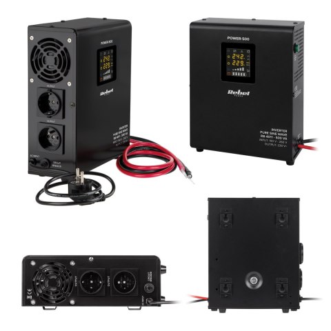 Zasilacz Awaryjny Naścienny Rebel POWER-500 - przetwornica z czystym przebiegiem sinusoidalnym i funkcją ładowania 12V 230V 500