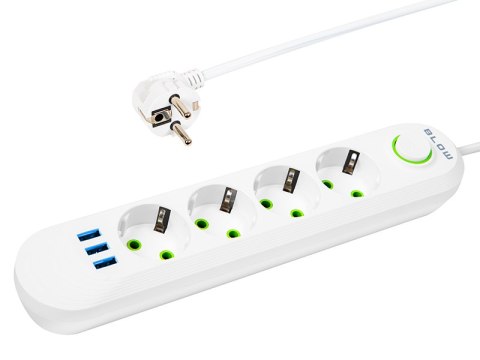 98-225# Przedłużacz sieciowy ps-450 4-gniazda 3xusb 5m biały 2x1mm