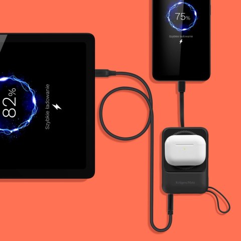 POWERBANK indukcyjny Kruger&Matz 10000 mAh Mag Safe z kablem czarny