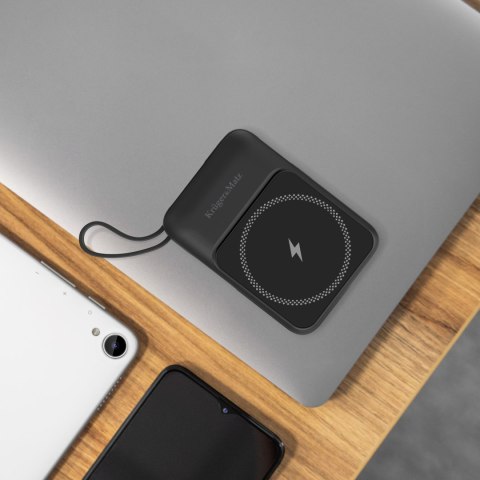 POWERBANK indukcyjny Kruger&Matz 10000 mAh Mag Safe z kablem niebieski