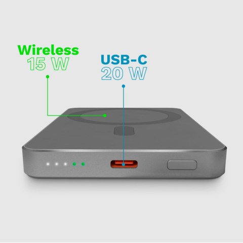 POWERBANK indukcyjny Kruger&Matz 5000 mAh Mag Safe szary