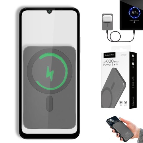 POWERBANK indukcyjny Kruger&Matz 5000 mAh Mag Safe szary