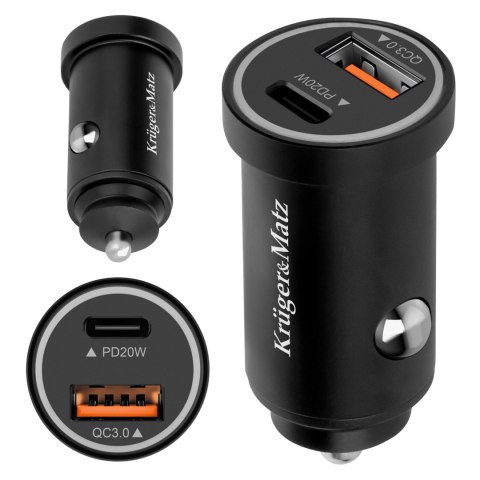 Ładowarka samochodowa 38W Kruger&Matz z funkcjami Power Dedlivery oraz Quick Charge