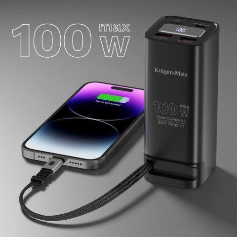 PowerBank Kruger&Matz 20000 mAh Li-ion 100W z funkcją QC oraz PD