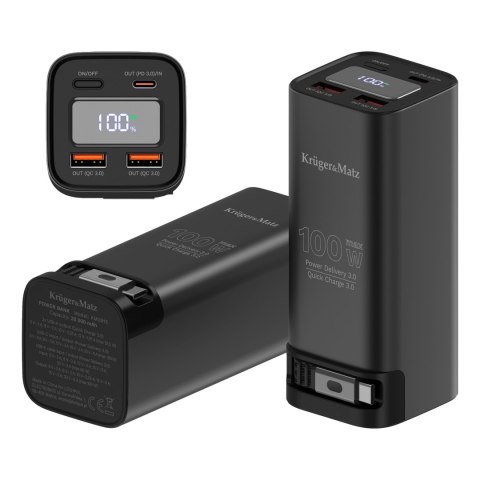 PowerBank Kruger&Matz 20000 mAh Li-ion 100W z funkcją QC oraz PD
