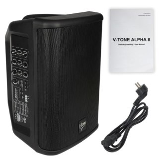V-TONE ALPHA 8 - Kolumna aktywna akumulatorowa 8", Bluetooth, TWS, DSP, AUX, 95W RMS, wbudowany mikser
