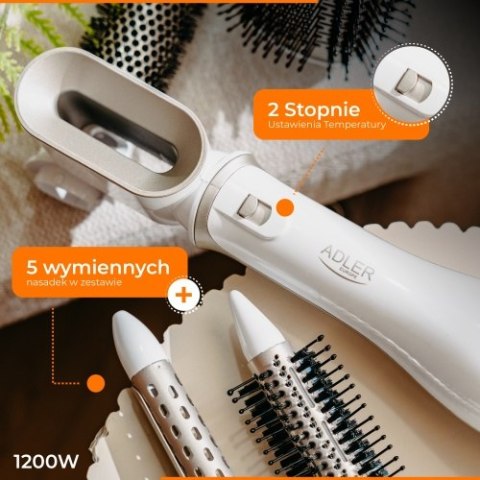 AD 2027 white champagne Lokówko-suszarka 5 w 1 - 1200w - 5 nasadek