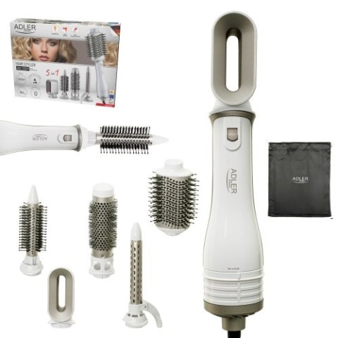 AD 2027 white champagne Lokówko-suszarka 5 w 1 - 1200w - 5 nasadek
