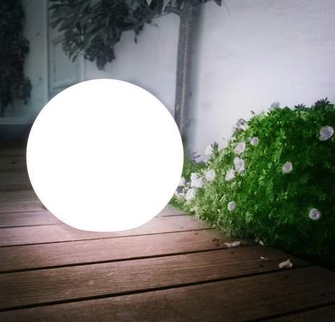 Solarna lampa wolnostojąca ogrodowa GreenBlue, kula 20x20x53cm, bialy LED, GB123