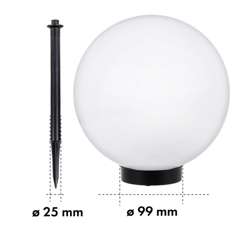 Solarna lampa wolnostojąca ogrodowa GreenBlue, kula 20x20x53cm, bialy LED, GB123