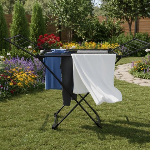 Stojąca suszarka na pranie odzież bieliznę składana balkonowa mocna czarna