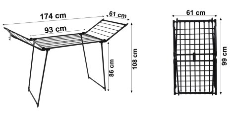 Stojąca suszarka na pranie odzież bieliznę składana balkonowa mocna czarna