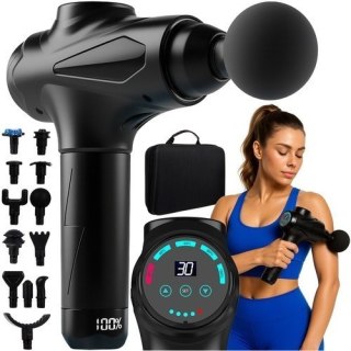 Pistolet do masażu ISOMEDIX 30 poziomów 12 końcówek masażer etui czarny