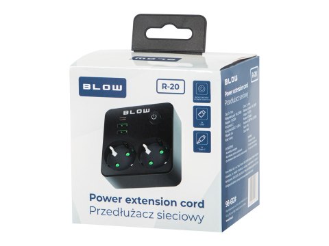 98-612# Rozgałęźnik r-20 pr 2-gniazda + 2usb + usb-c białe