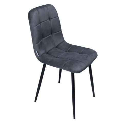 Krzesło tapicerowane welurowe do salonu jadalni velvet loft grafitowe